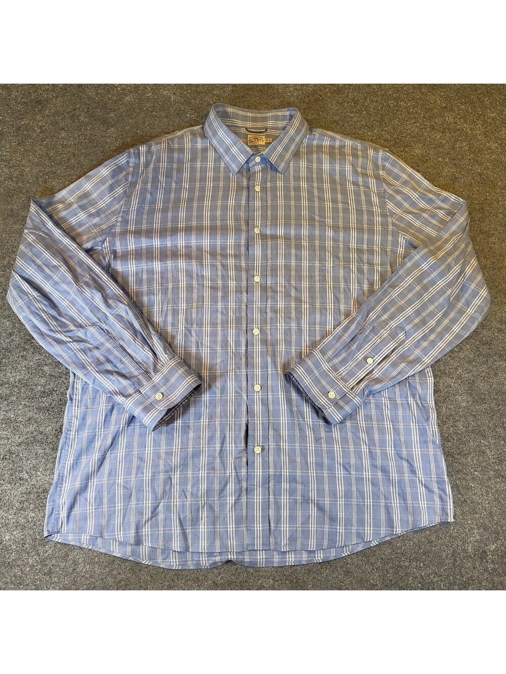 Faherty Brand Men's Blue Plaid Long Sleeve Button Down Shirt Size XXL